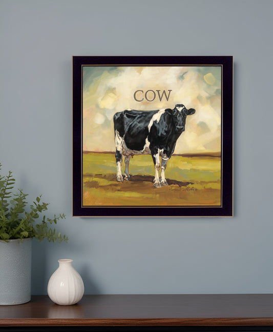 Colby the Cow Black Framed Print Wall Art - Homeroots
