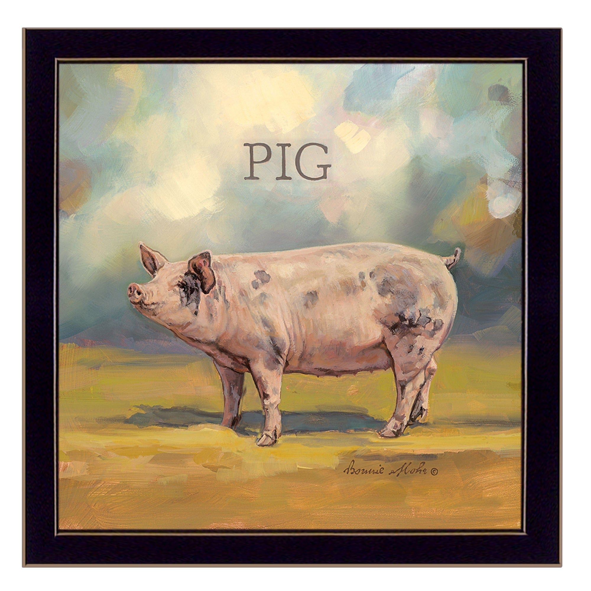 Piper the Pig Black Framed Print Wall Art - Homeroots