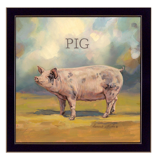 Piper the Pig Black Framed Print Wall Art - Homeroots