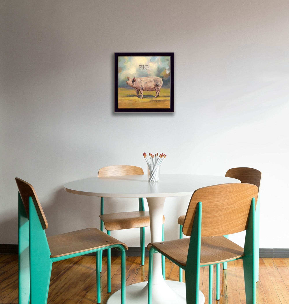 Piper the Pig Black Framed Print Wall Art - Homeroots - Flyclothing LLC