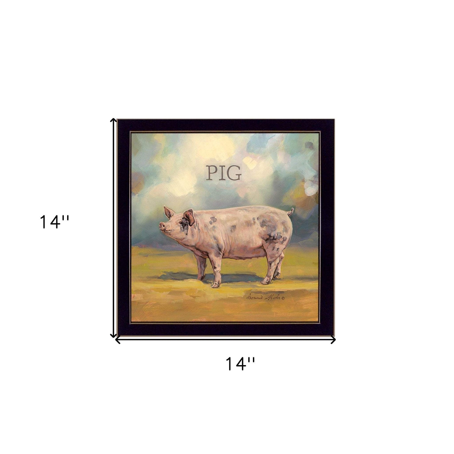 Piper the Pig Black Framed Print Wall Art - Homeroots - Flyclothing LLC