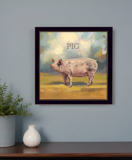 Piper the Pig Black Framed Print Wall Art - Homeroots