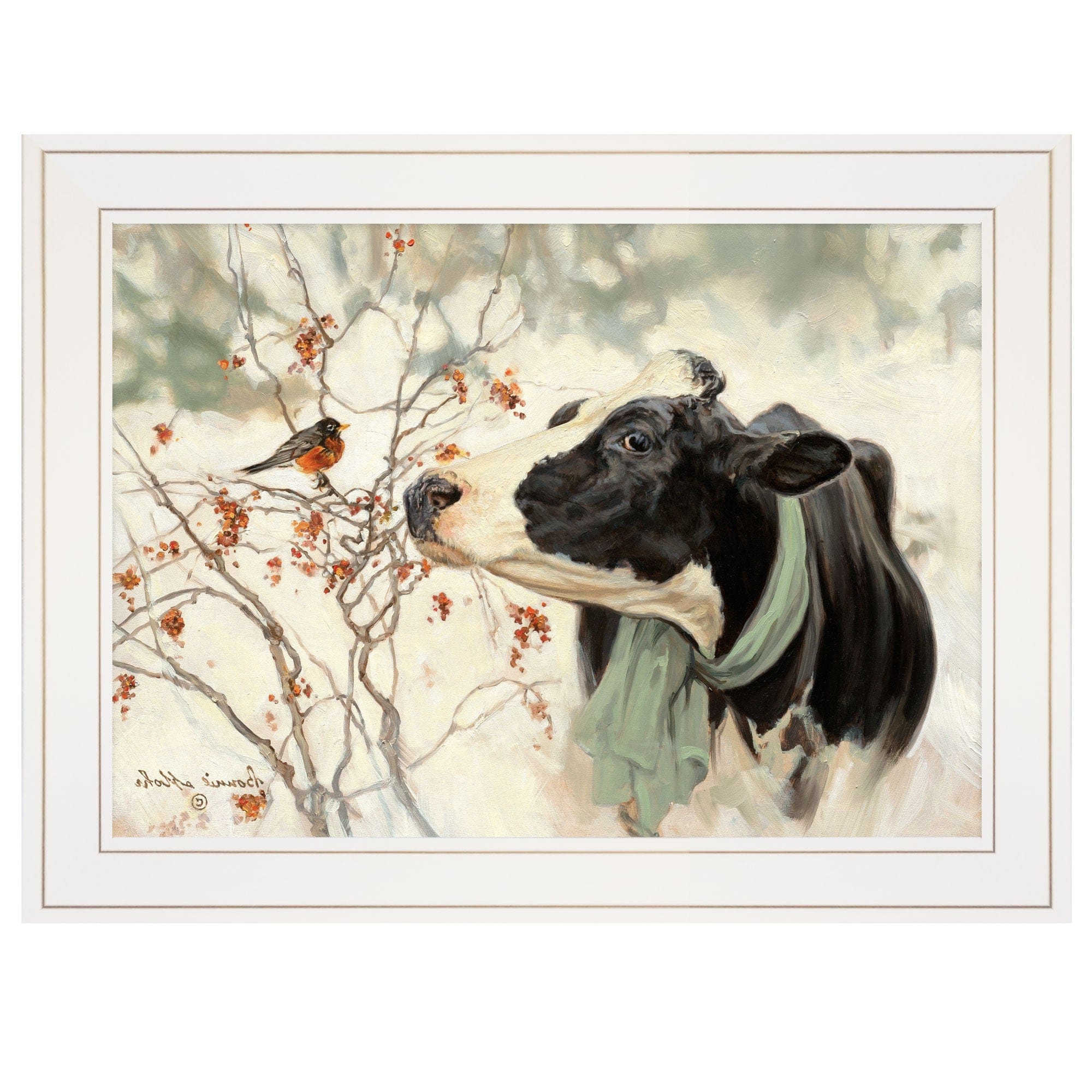 The Winter Robin 3 White Framed Print Wall Art - Homeroots