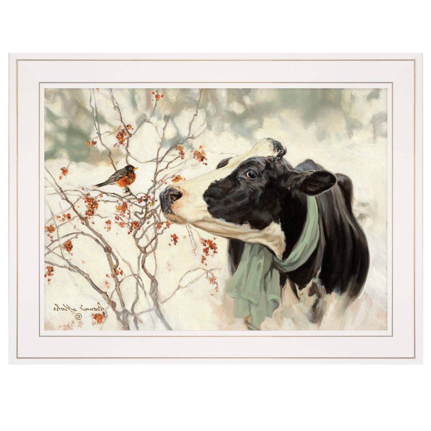 The Winter Robin 3 White Framed Print Wall Art - Homeroots - Flyclothing LLC