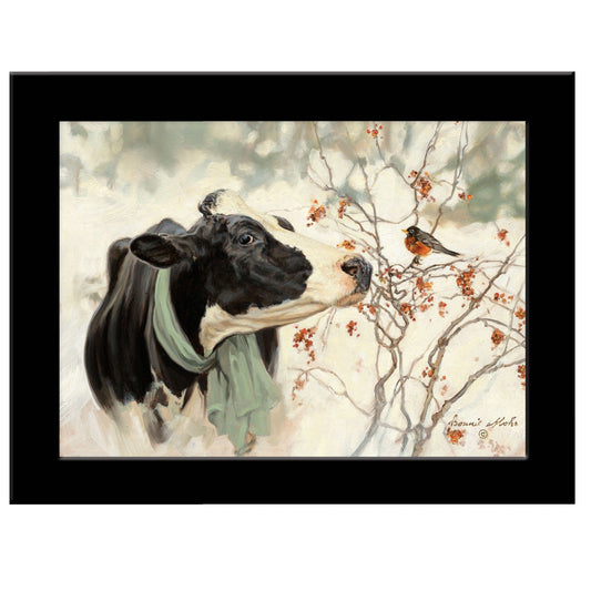 The Winter Robin 4 Black Framed Print Wall Art - Homeroots
