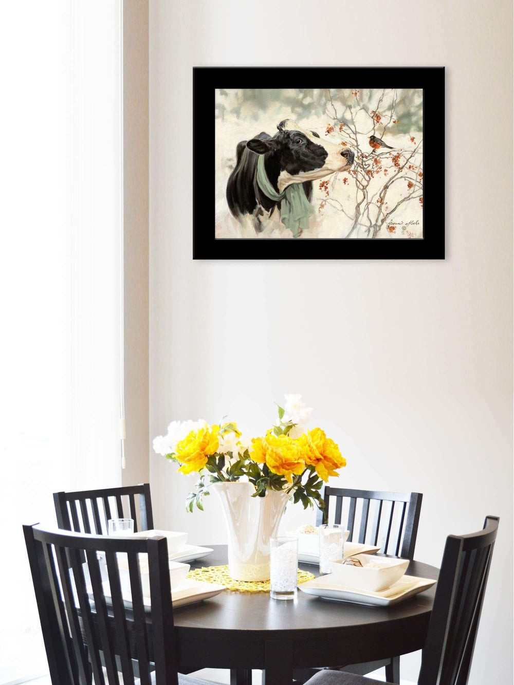 The Winter Robin 4 Black Framed Print Wall Art - Homeroots - Flyclothing LLC