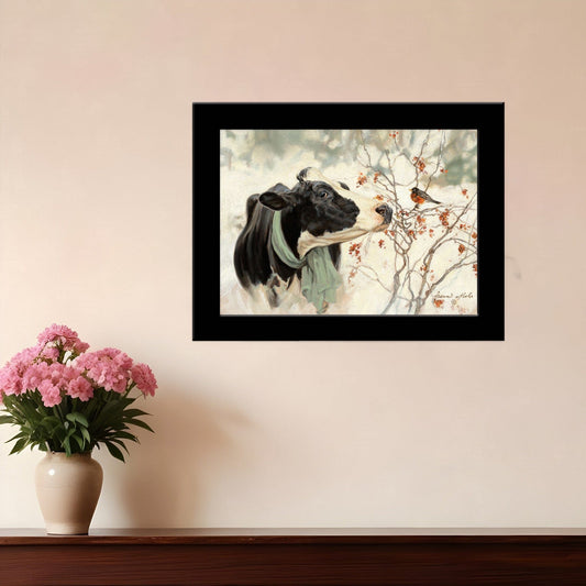 The Winter Robin 4 Black Framed Print Wall Art - Homeroots