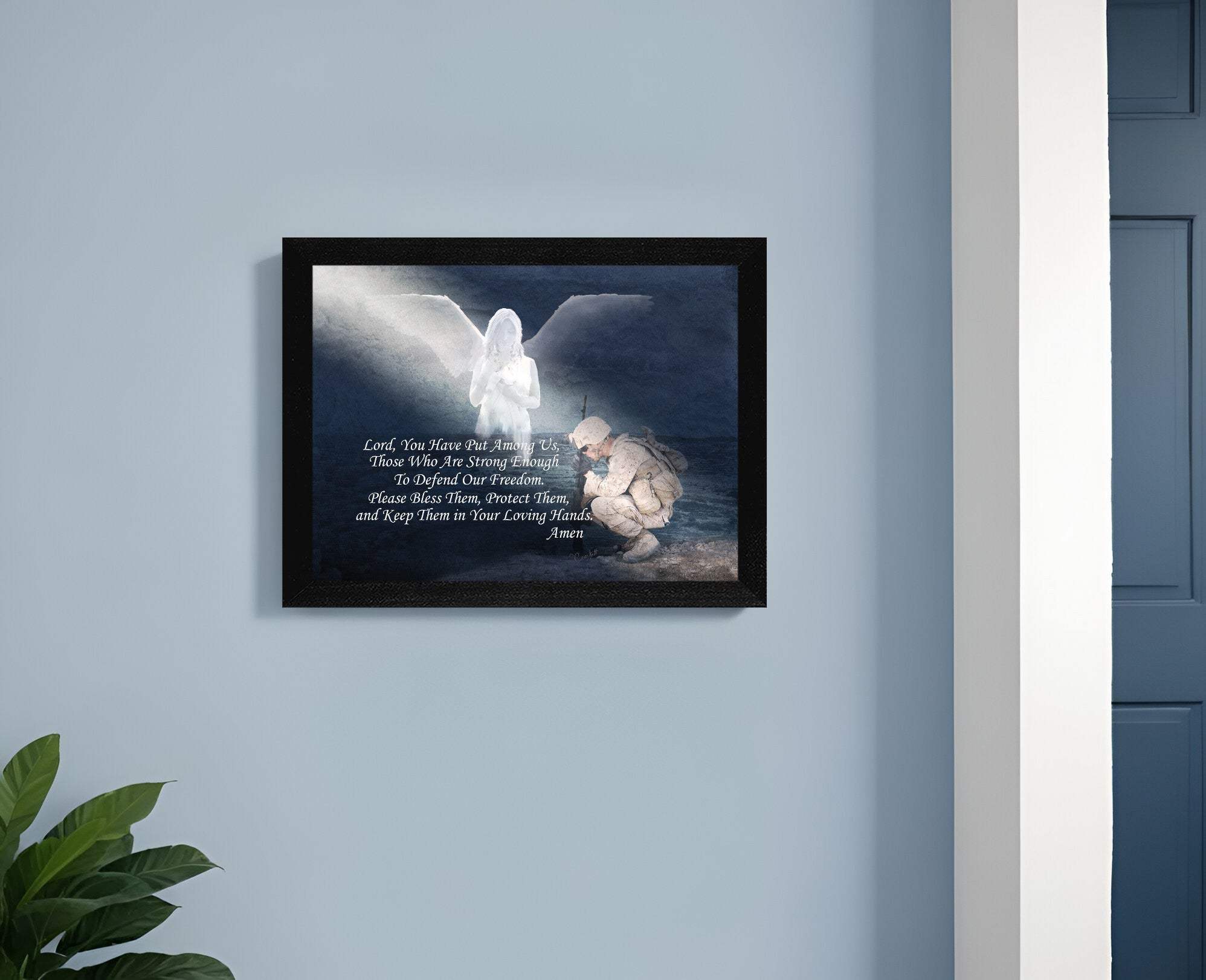 Protect our Soldiers Black Framed Print Wall Art - Homeroots - Flyclothing LLC