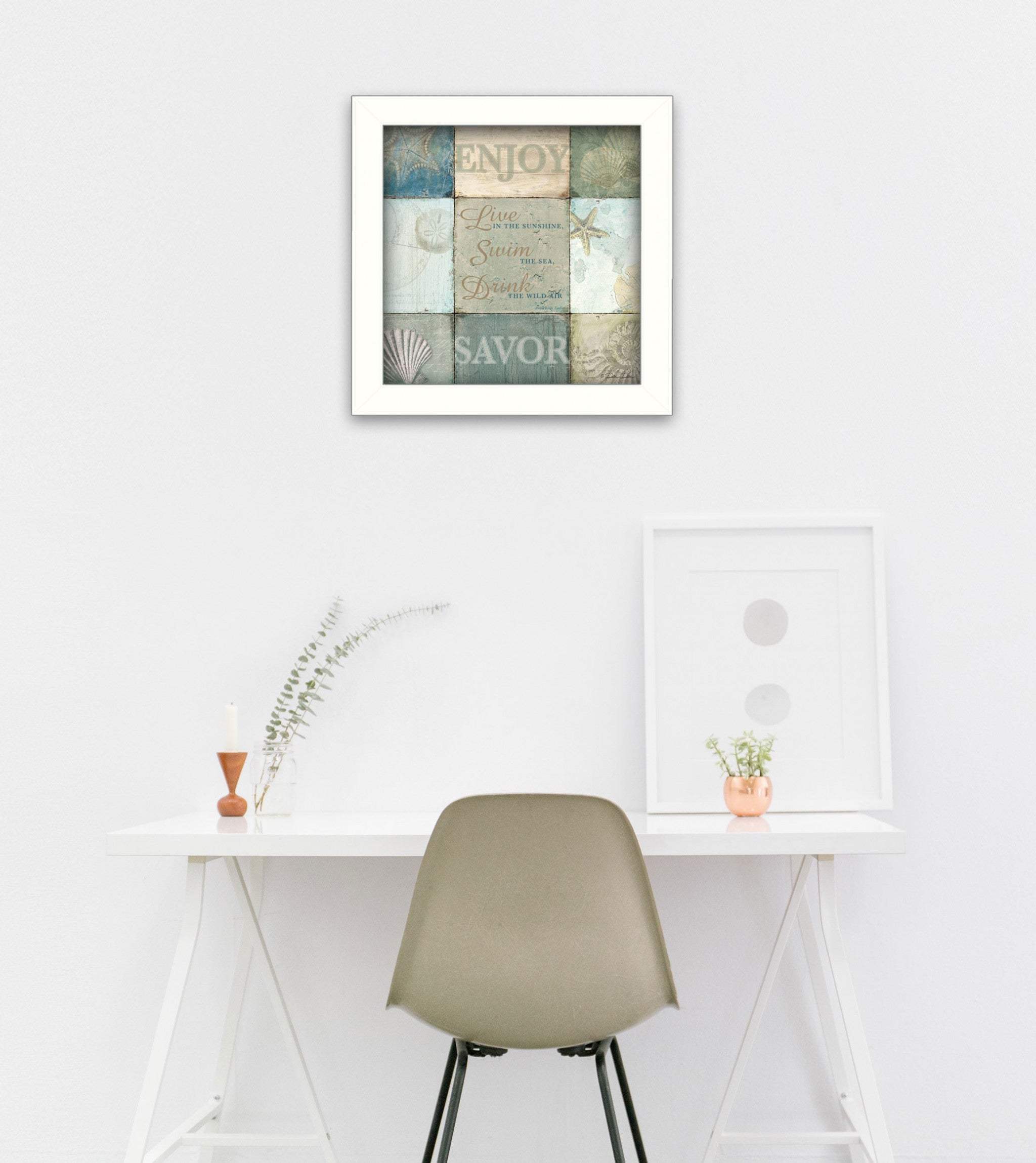 Live in the Sunshine 1 White Framed Print Wall Art - Homeroots - Flyclothing LLC