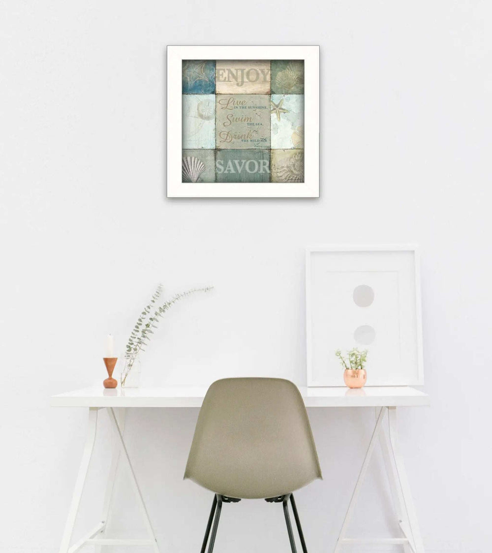 Live in the Sunshine 1 White Framed Print Wall Art - Homeroots - Flyclothing LLC