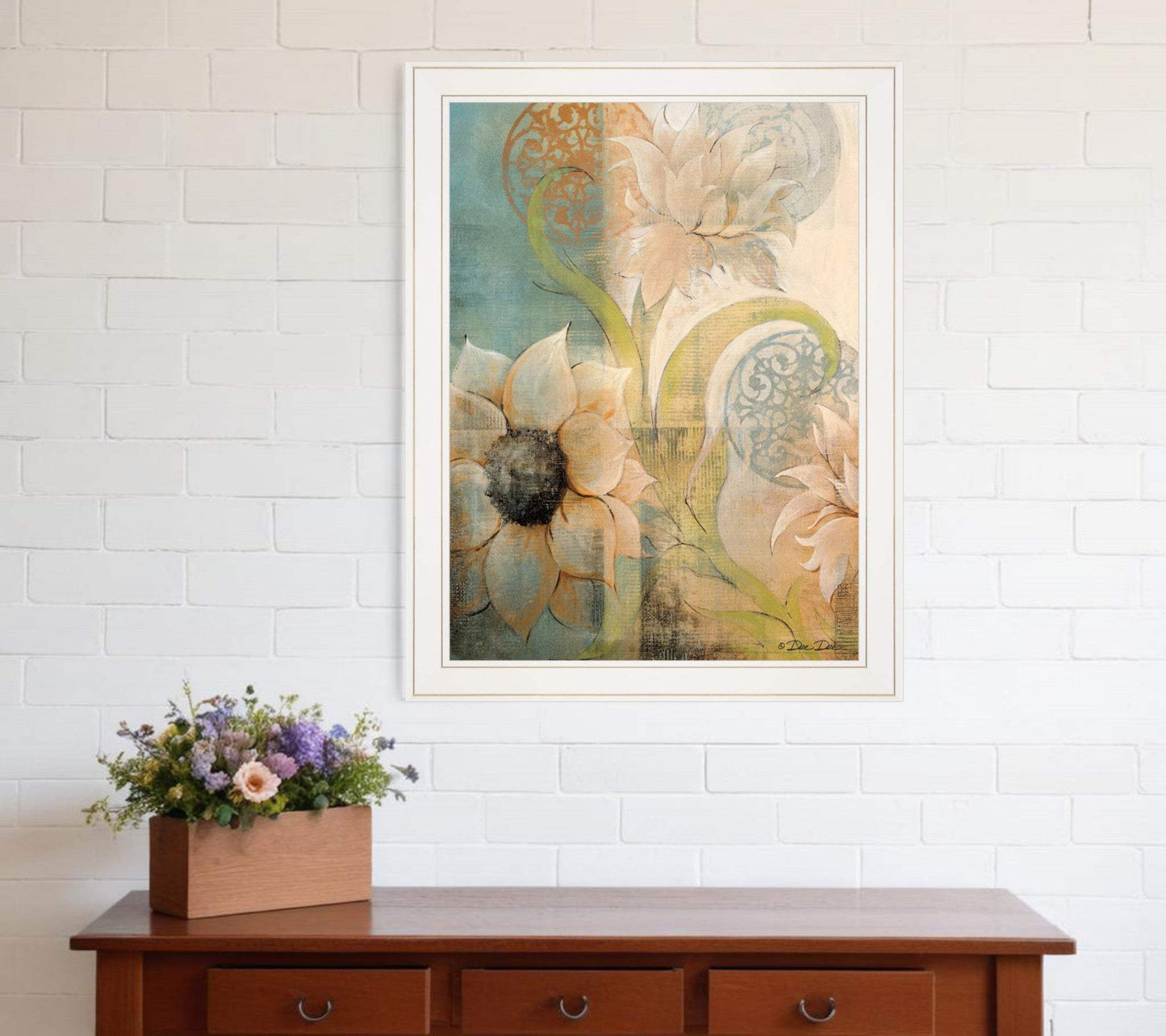 Meandering Flowers I 1 White Framed Print Wall Art - Homeroots - Flyclothing LLC