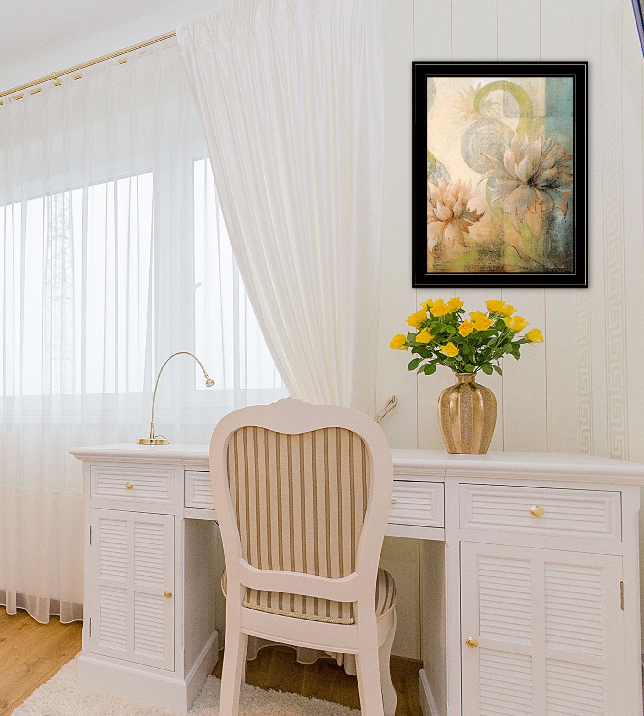 Meandering Flowers II 2 Black Framed Print Wall Art - Homeroots