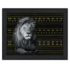 Patterned Lion Black Framed Print Wall Art - Homeroots