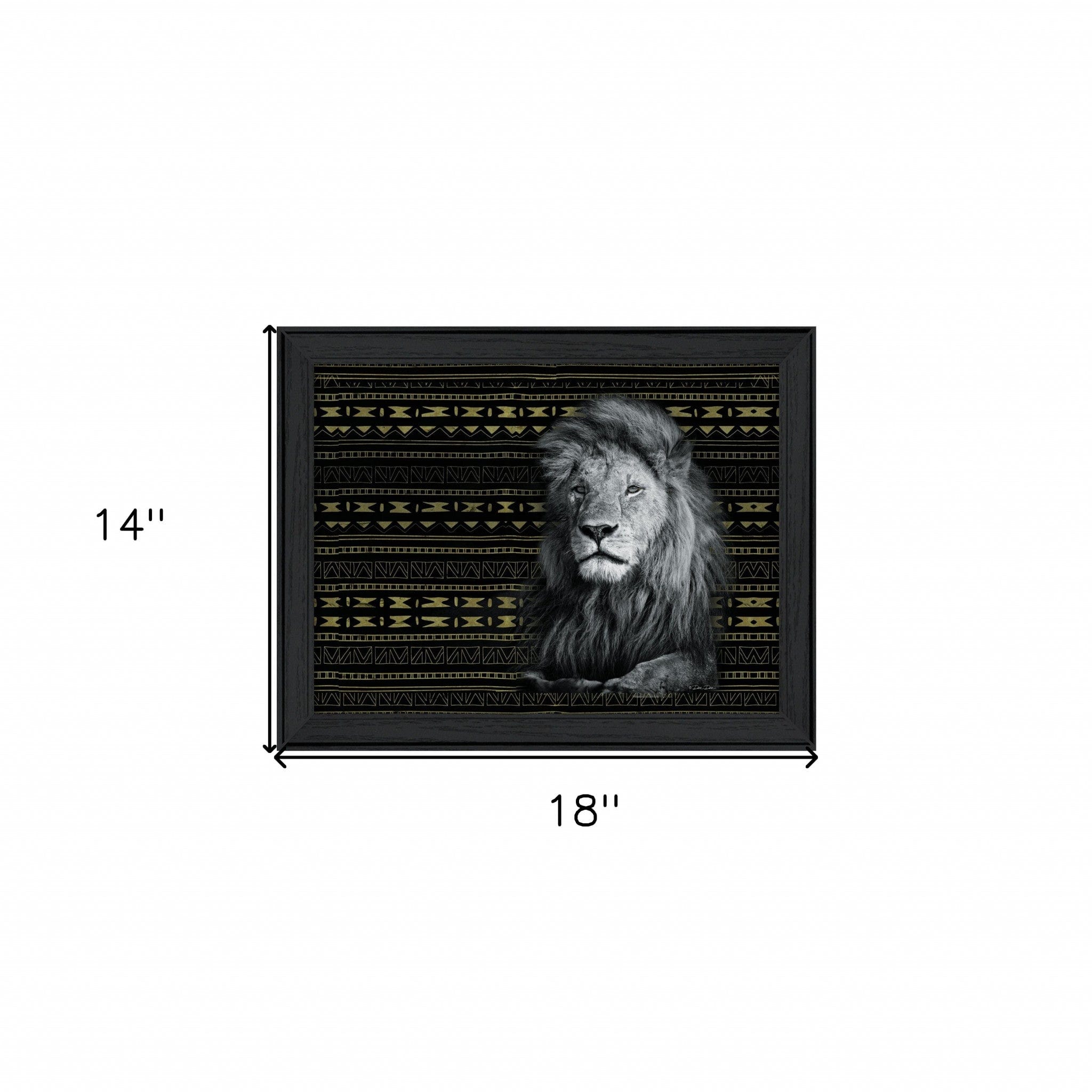 Patterned Lion Black Framed Print Wall Art - Homeroots