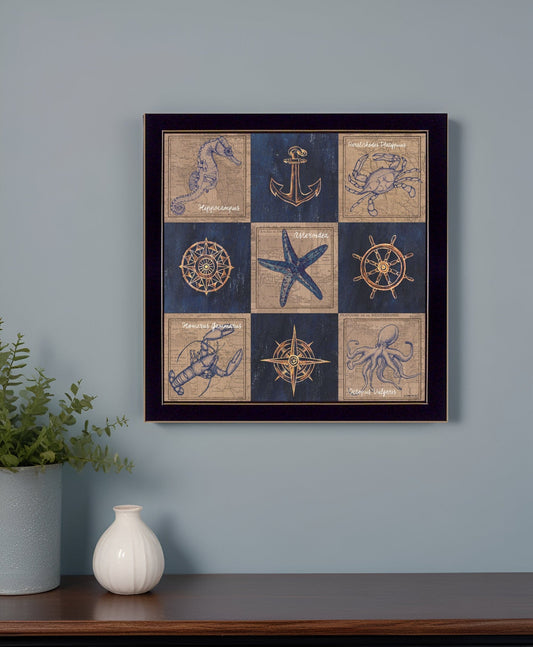 Coastal Collage I Black Framed Print Wall Art - Homeroots