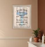 Wash your Hands 3 Brown Framed Print Bathroom Wall Art - Homeroots