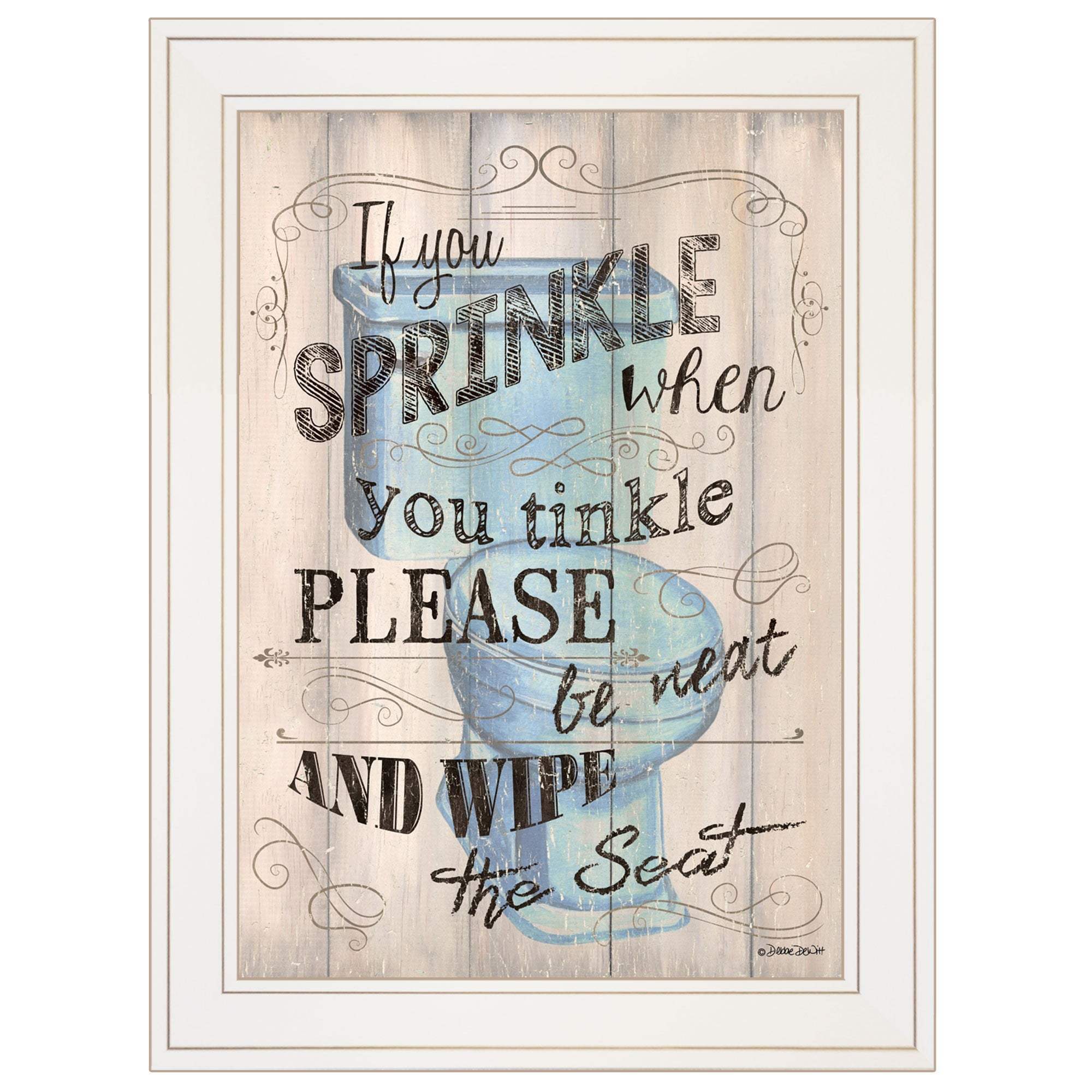 Bathroom Humor 5 White Framed Print Bathroom Wall Art - Homeroots - Flyclothing LLC