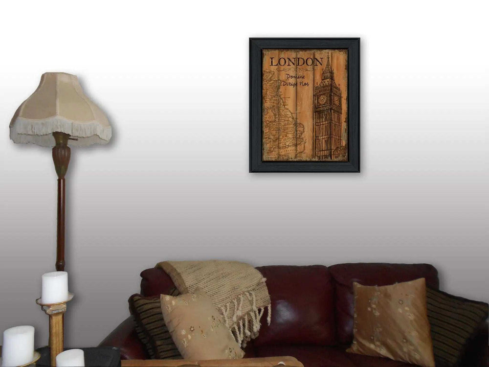 London Travel Poster Black Framed Print Wall Art - Homeroots - Flyclothing LLC