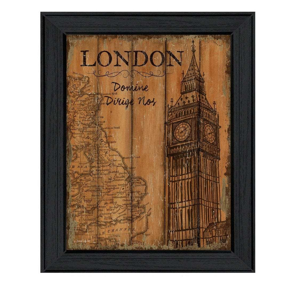 London Travel Poster Black Framed Print Wall Art - Homeroots - Flyclothing LLC