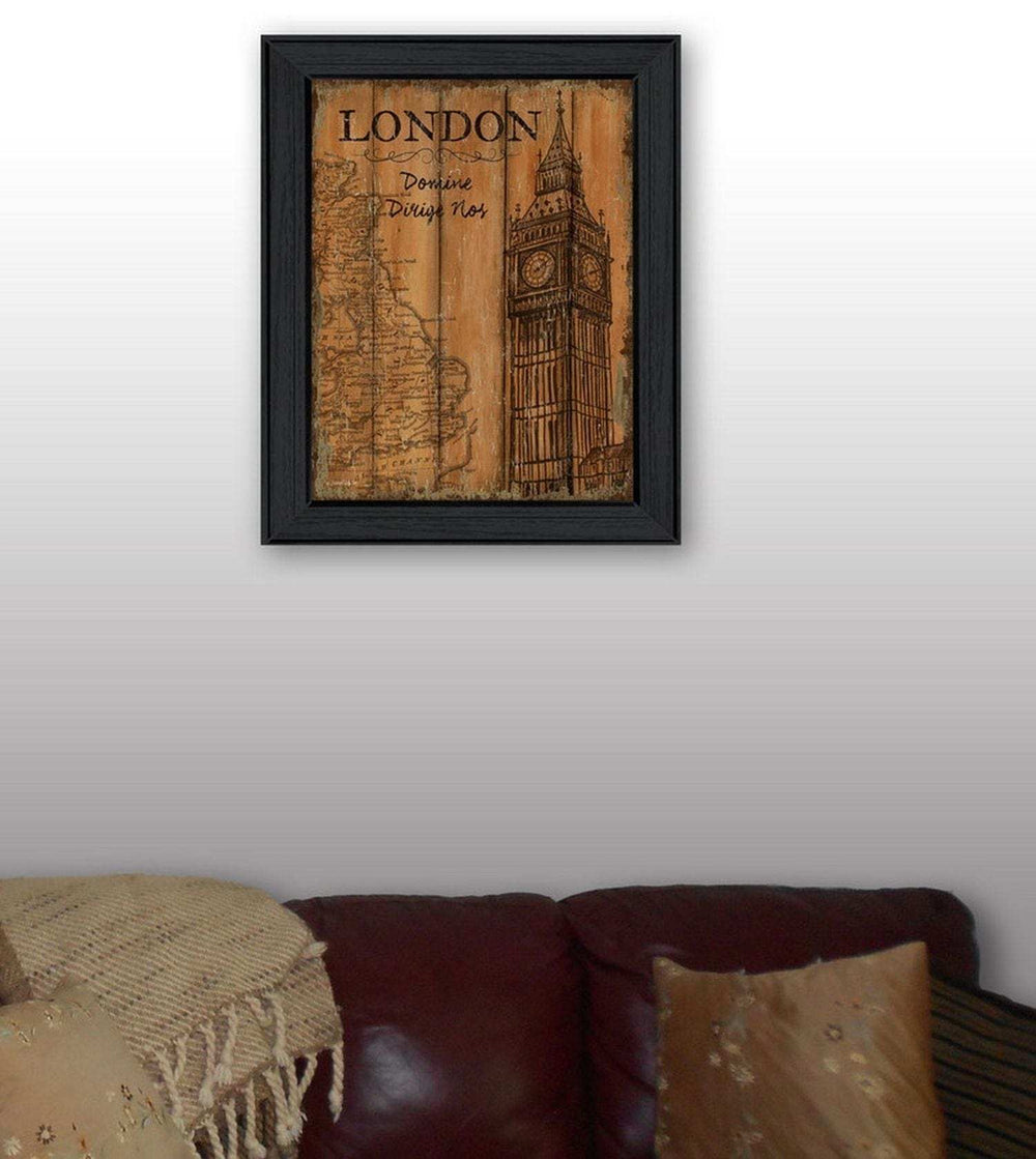 London Travel Poster Black Framed Print Wall Art - Homeroots - Flyclothing LLC