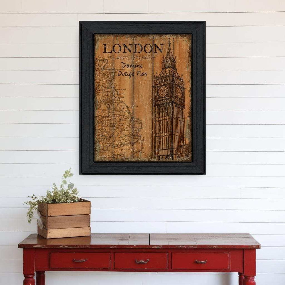 London Travel Poster Black Framed Print Wall Art - Homeroots - Flyclothing LLC