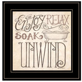 Soak and Relax 3 Black Framed Print Bathroom Wall Art - Homeroots