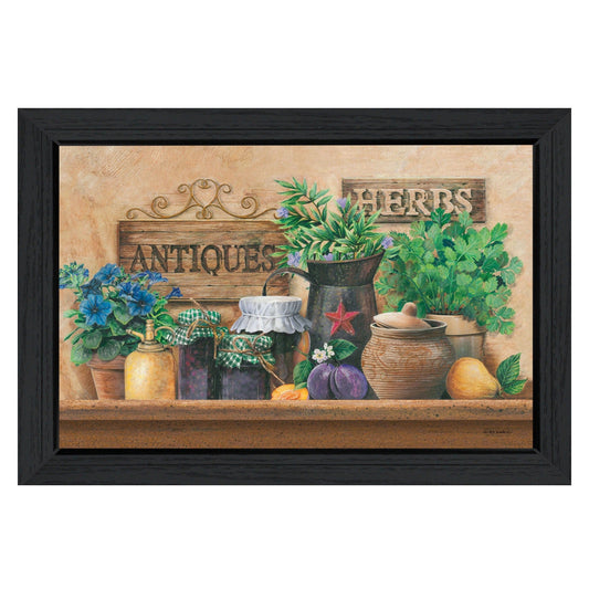 Antiques and Herbs 3 Black Framed Print Kitchen Wall Art - Homeroots