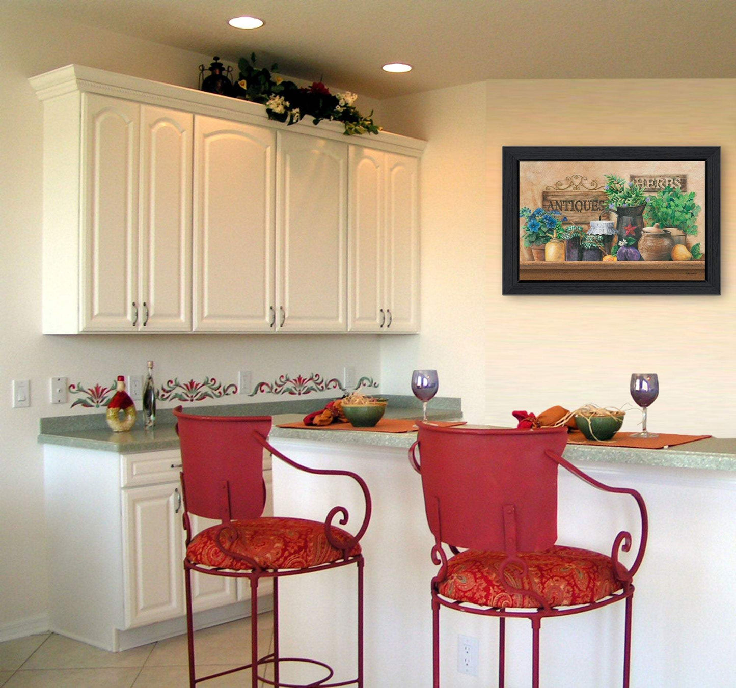 Antiques and Herbs 3 Black Framed Print Kitchen Wall Art - Homeroots - Flyclothing LLC
