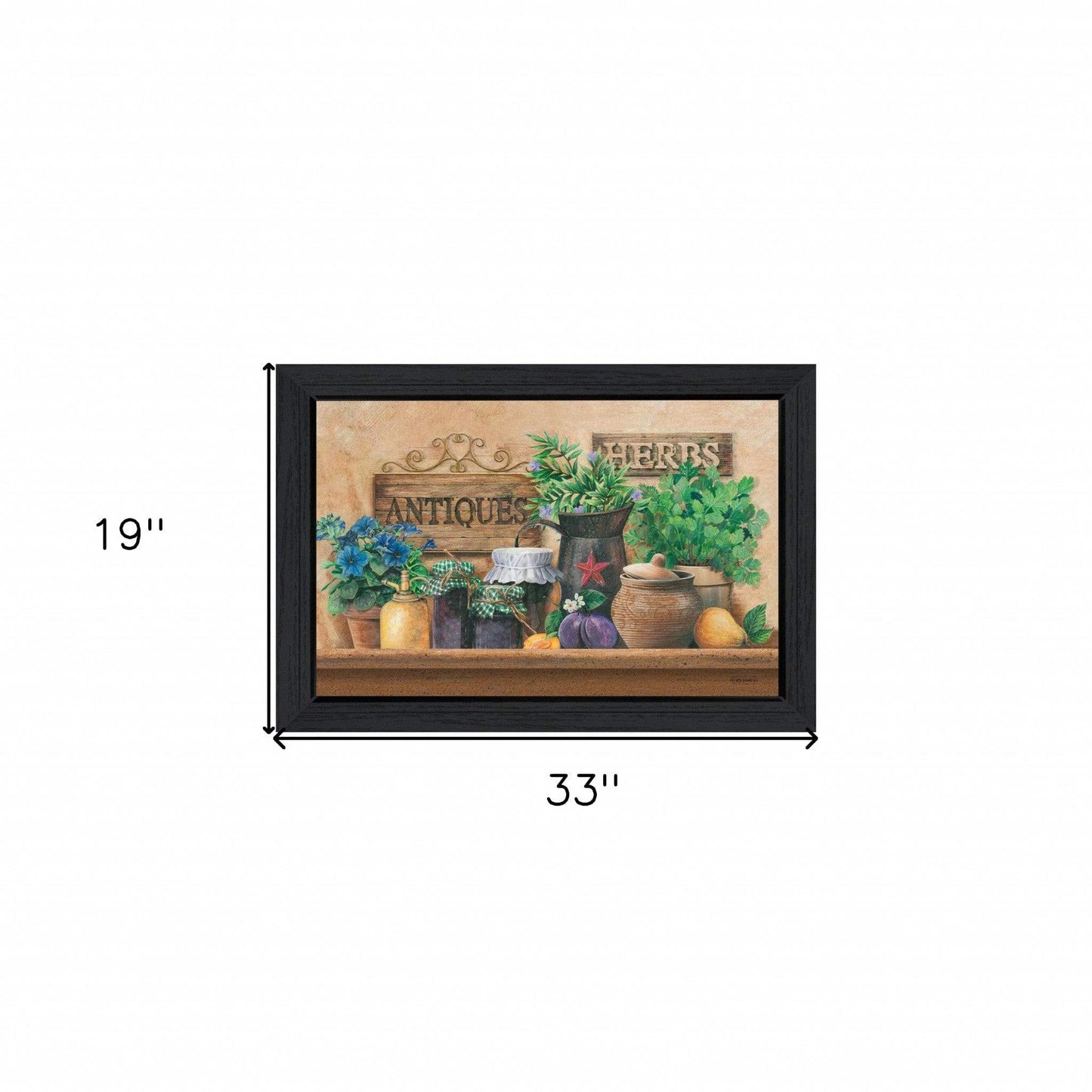 Antiques and Herbs 3 Black Framed Print Kitchen Wall Art - Homeroots - Flyclothing LLC