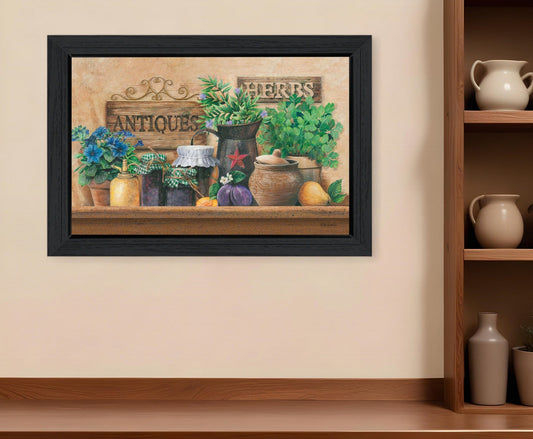 Antiques and Herbs 3 Black Framed Print Kitchen Wall Art - Homeroots