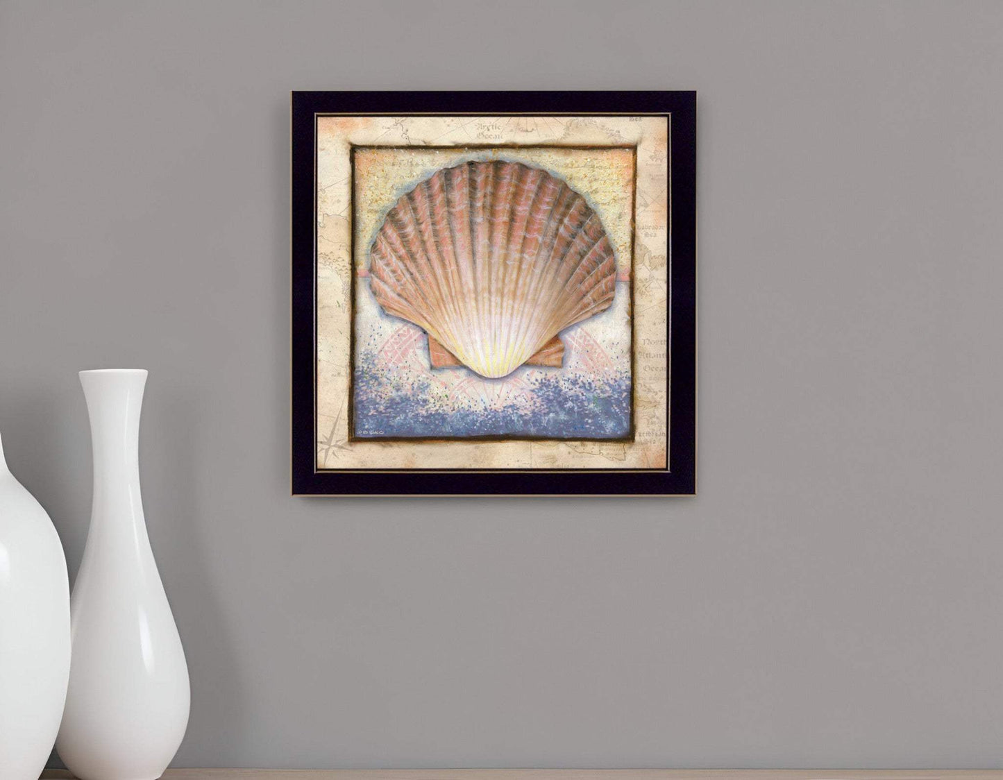 Shell Black Framed Print Wall Art - Homeroots - Flyclothing LLC