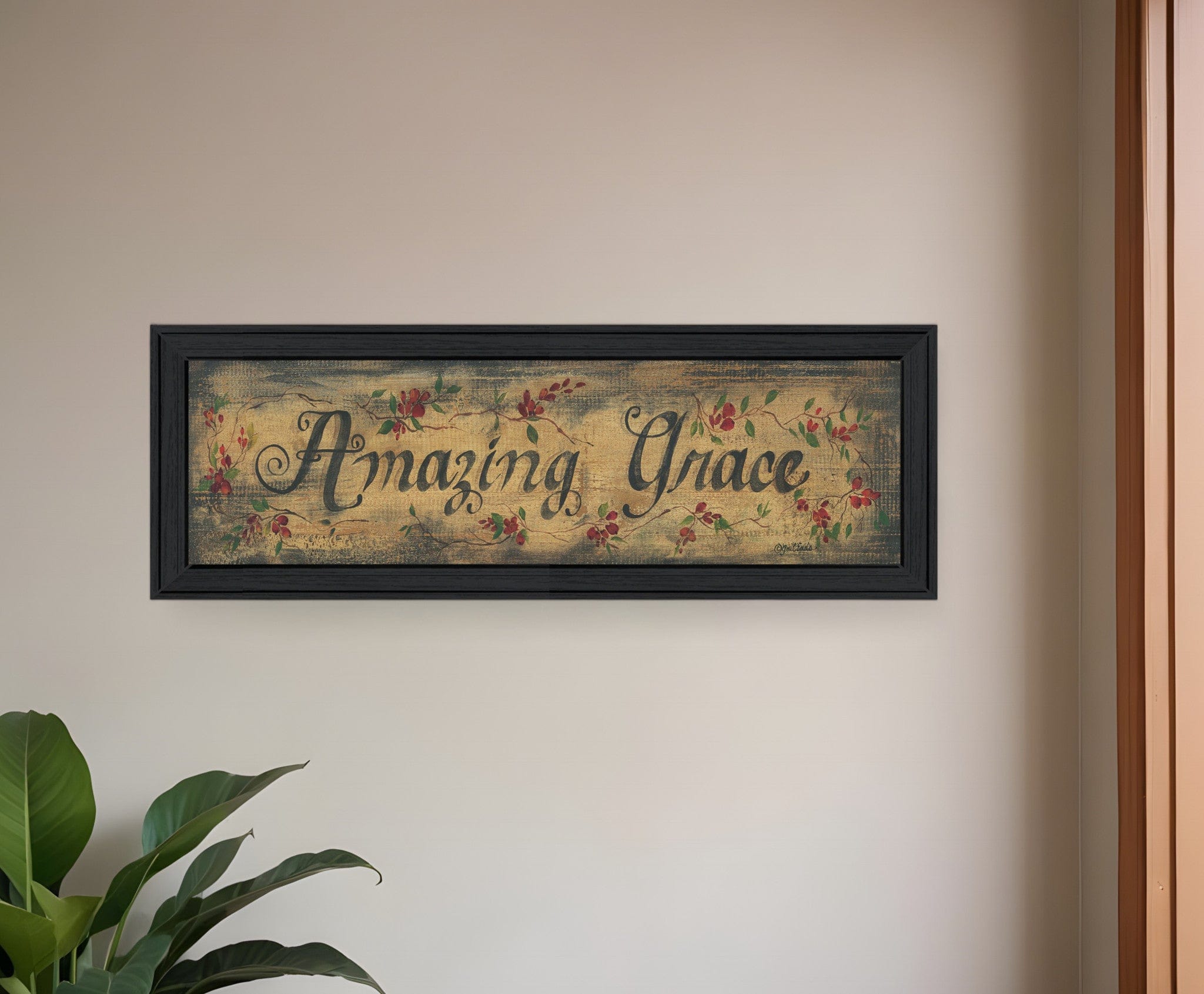 Amazing Grace Floral Black Framed Print Wall Art - Homeroots