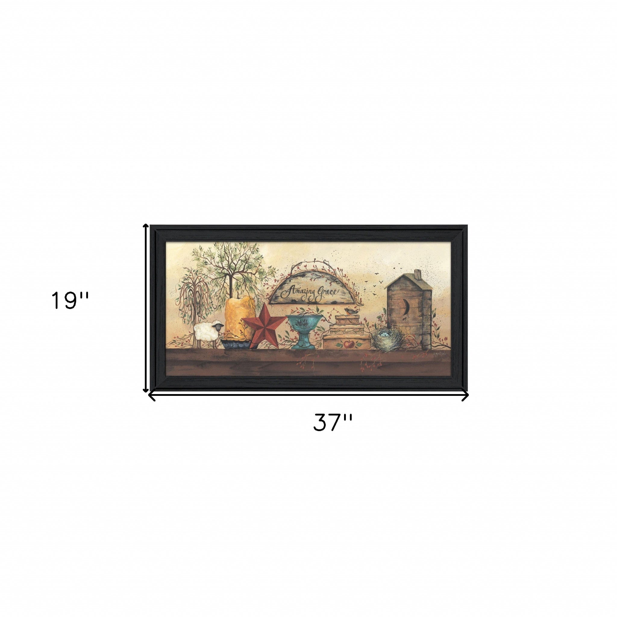 Amazing Grace Shelf 3 Black Framed Print Wall Art - Homeroots