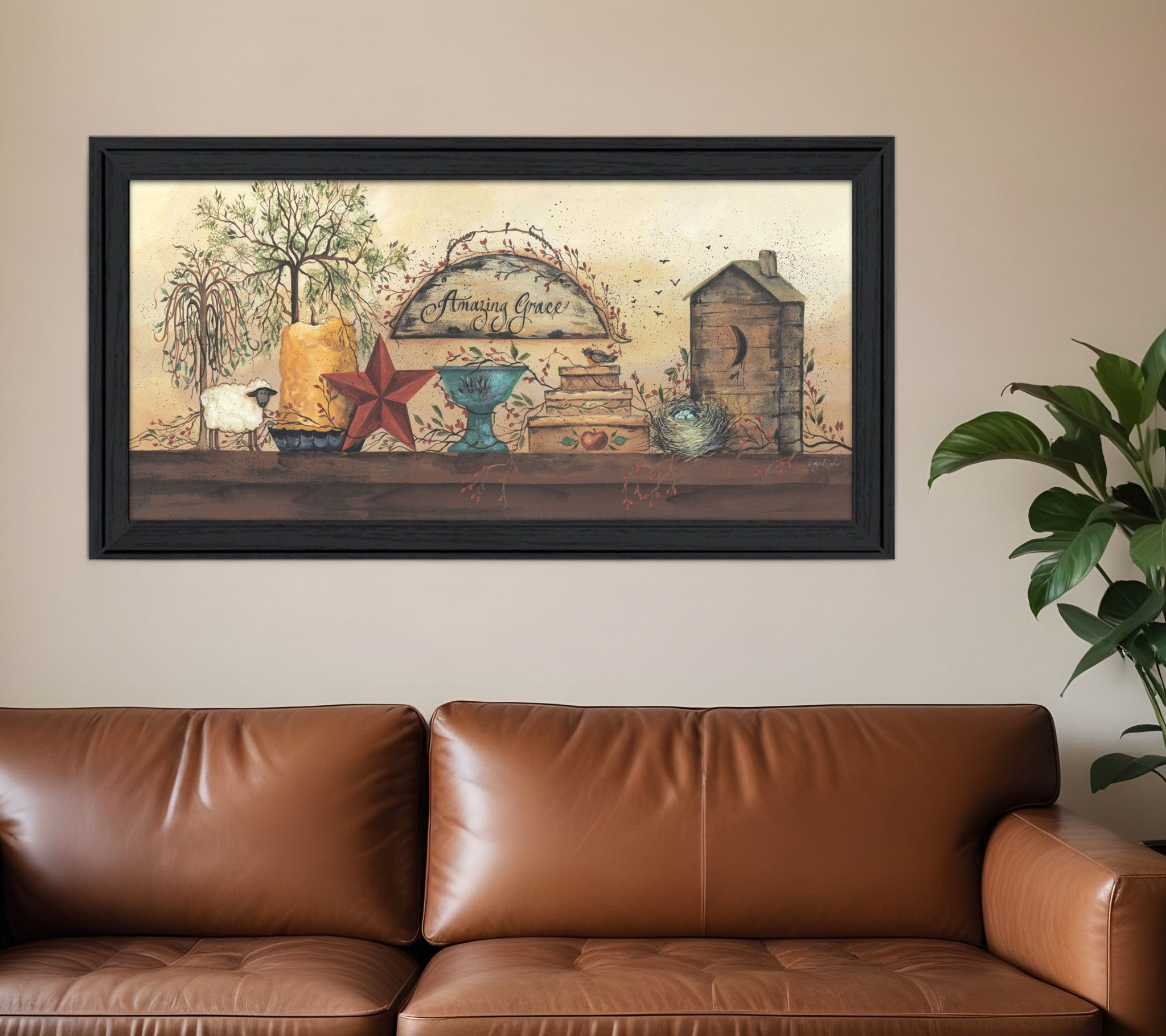 Amazing Grace Shelf 3 Black Framed Print Wall Art - Homeroots