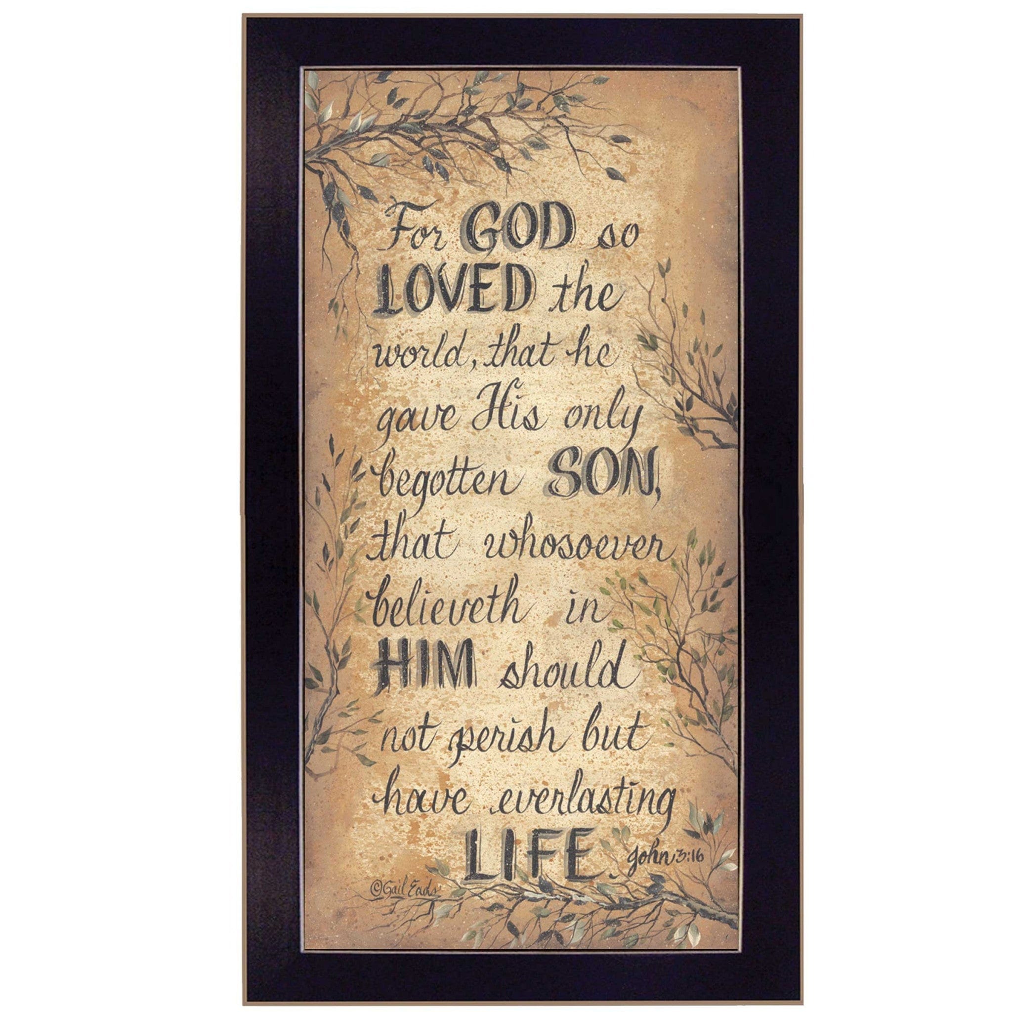 For God So Loved Black Framed Print Wall Art - Homeroots
