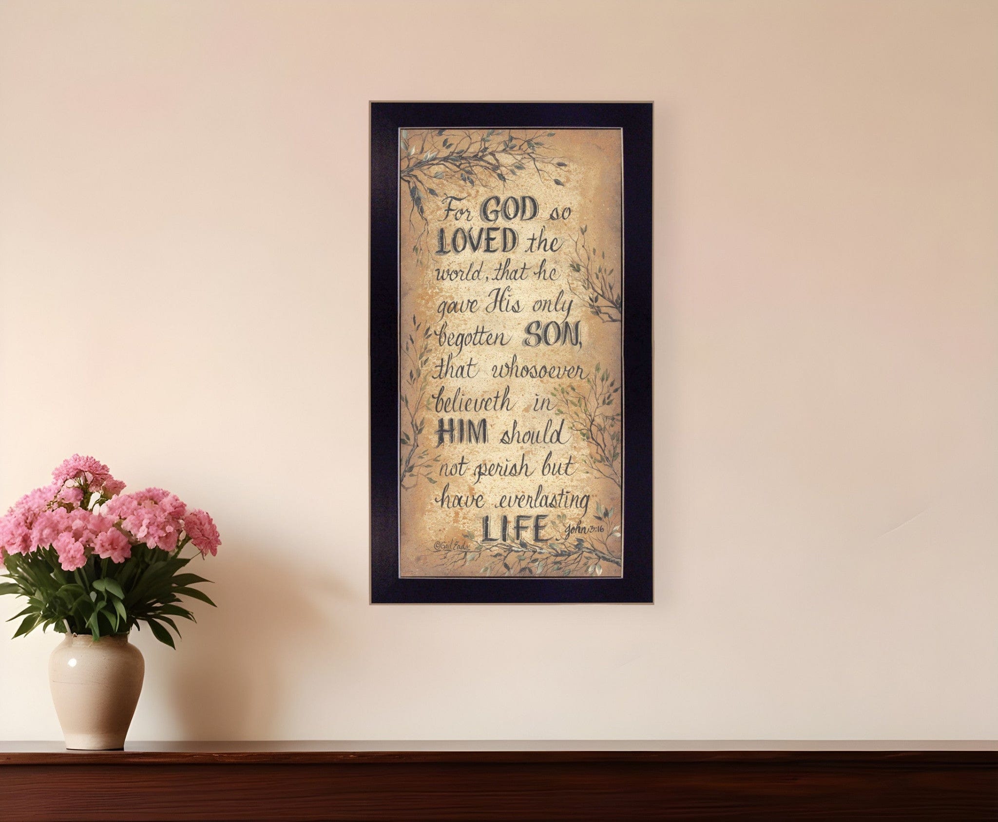 For God So Loved Black Framed Print Wall Art - Homeroots