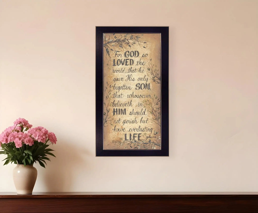For God So Loved Black Framed Print Wall Art - Homeroots