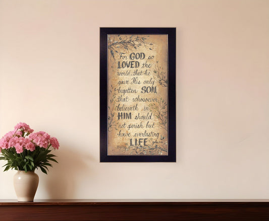 For God So Loved Black Framed Print Wall Art - Homeroots