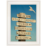 Beach Directional White Framed Print Wall Art - Homeroots