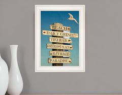 Beach Directional White Framed Print Wall Art - Homeroots