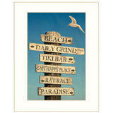 Beach Directional 2 White Framed Print Wall Art - Homeroots