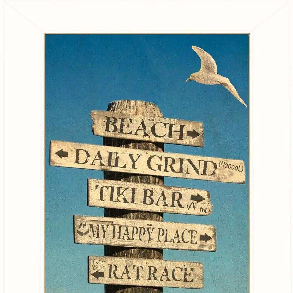 Beach Directional 2 White Framed Print Wall Art - Homeroots - Flyclothing LLC