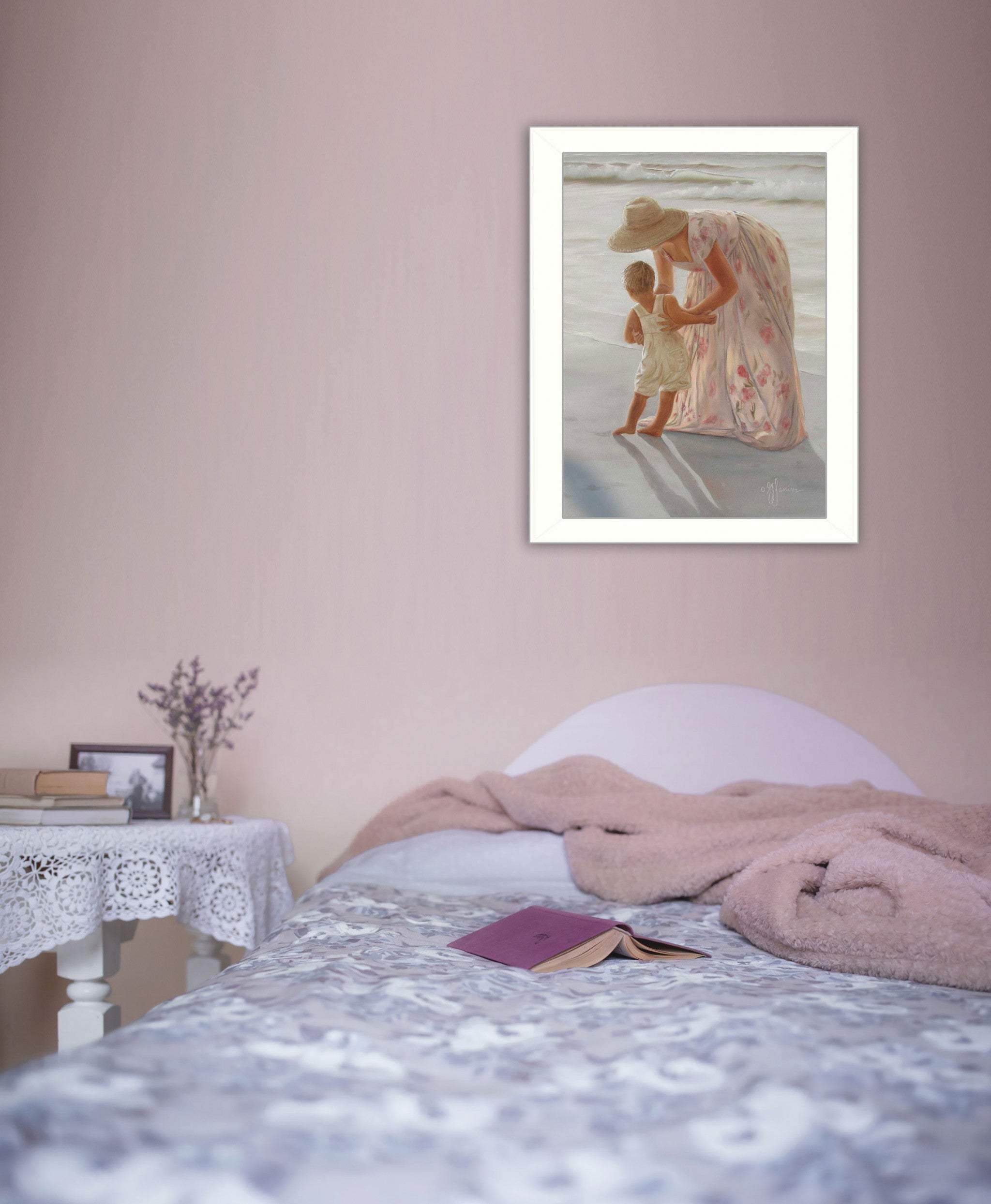 First Time on the Beach White Framed Print Wall Art - Homeroots - Flyclothing LLC