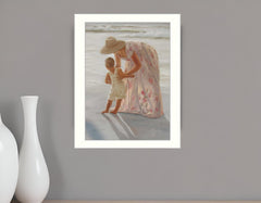 First Time on the Beach White Framed Print Wall Art - Homeroots