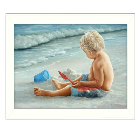 In the Sand White Framed Print Wall Art - Homeroots