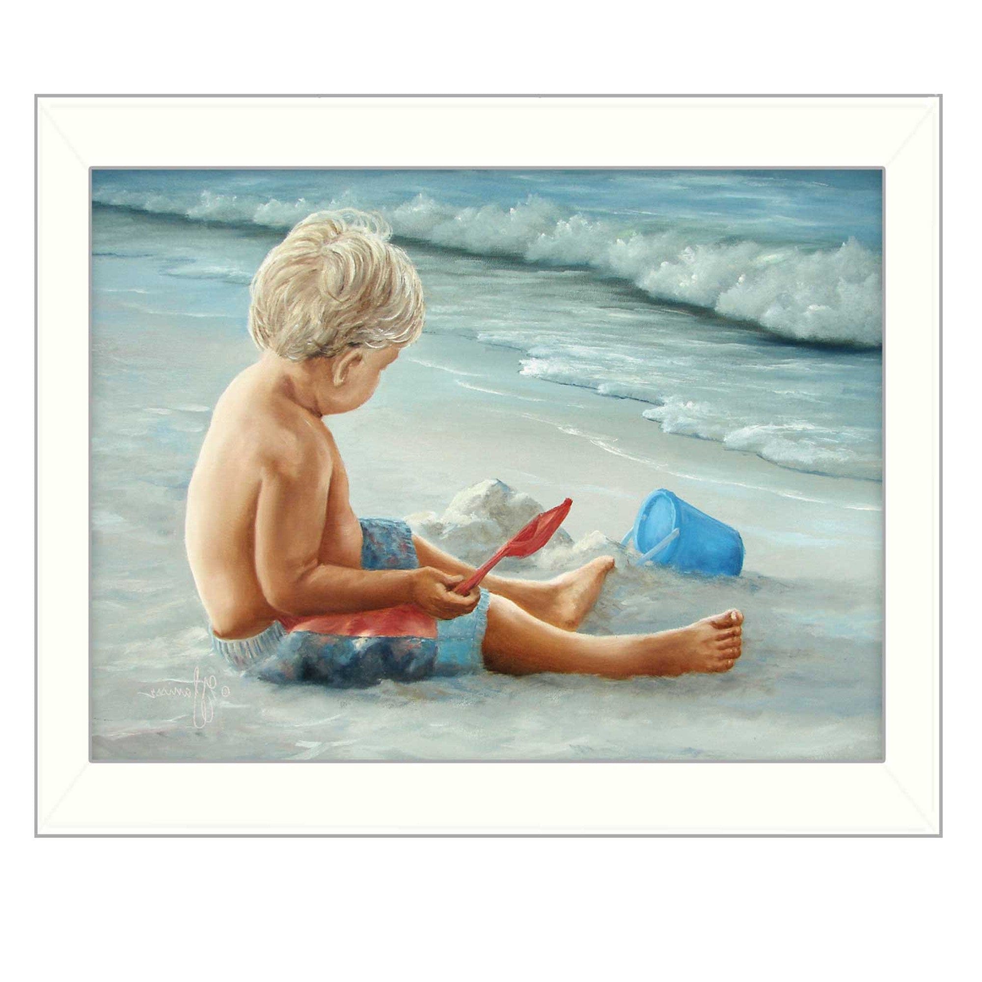 In the Sand White Framed Print Wall Art - Homeroots