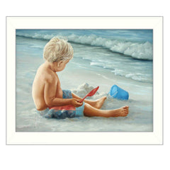 In the Sand White Framed Print Wall Art - Homeroots