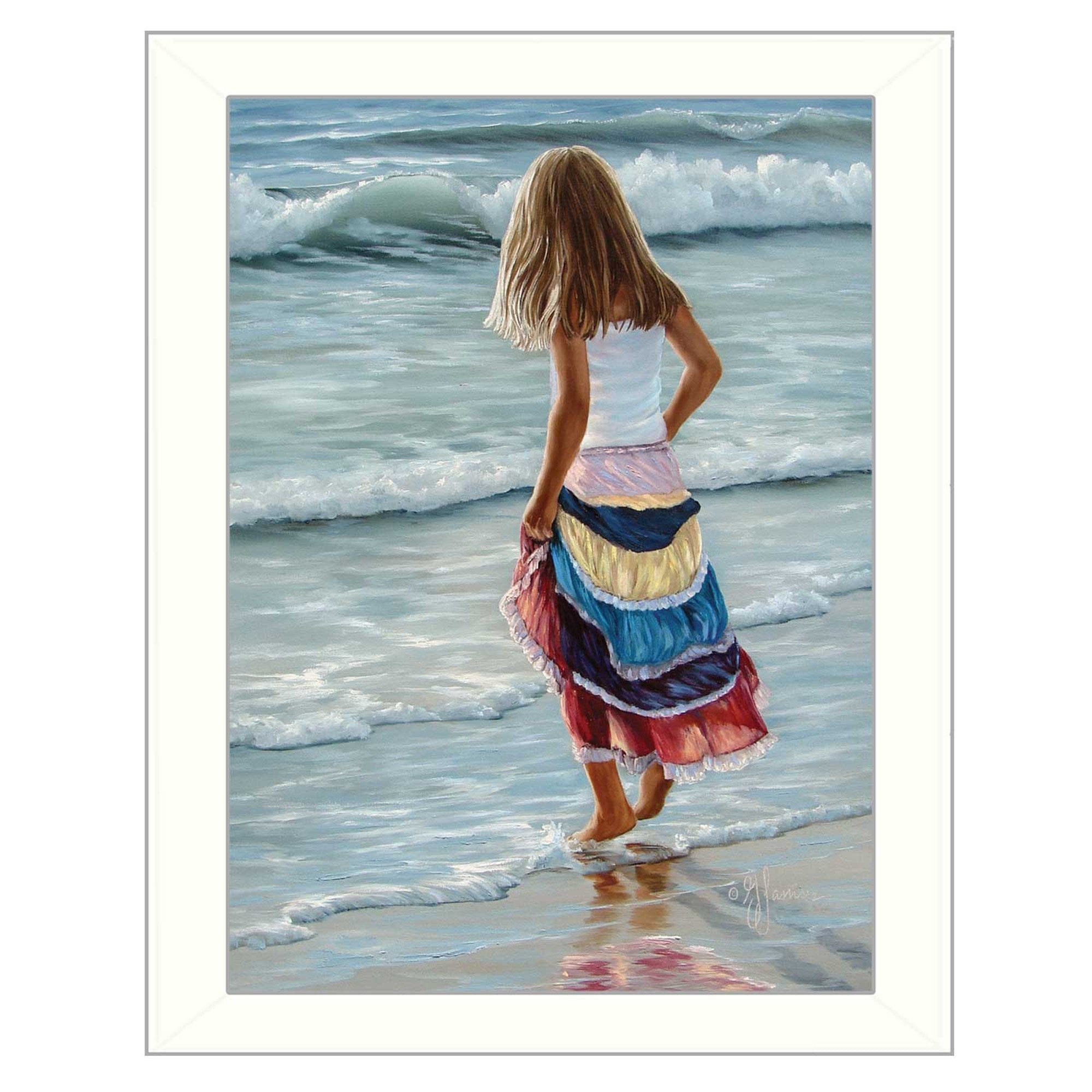 The Striped Skirt White Framed Print Wall Art - Homeroots