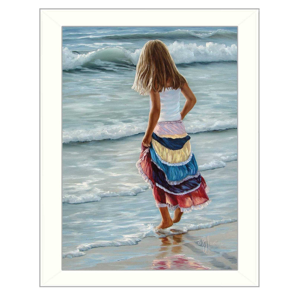 The Striped Skirt White Framed Print Wall Art - Homeroots - Flyclothing LLC