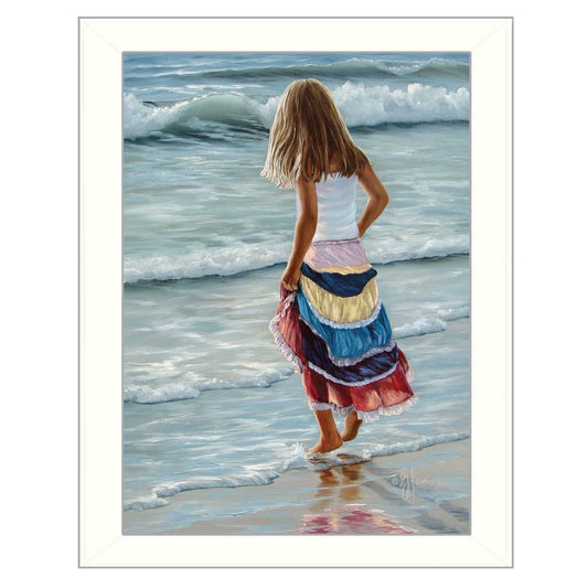 The Striped Skirt White Framed Print Wall Art - Homeroots